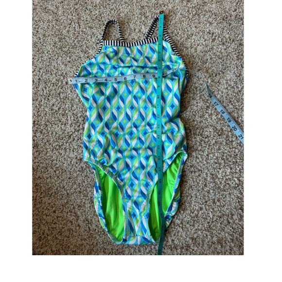 DOLFIN UGLY , UGLIES; Women’s swimsuit size 32. Green & Blue pattern - Picture 3 of 9